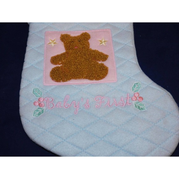 BABY'S FIRST CHRISTMAS STOCKING TEDDY BEAR THEME - Picture 2 of 5